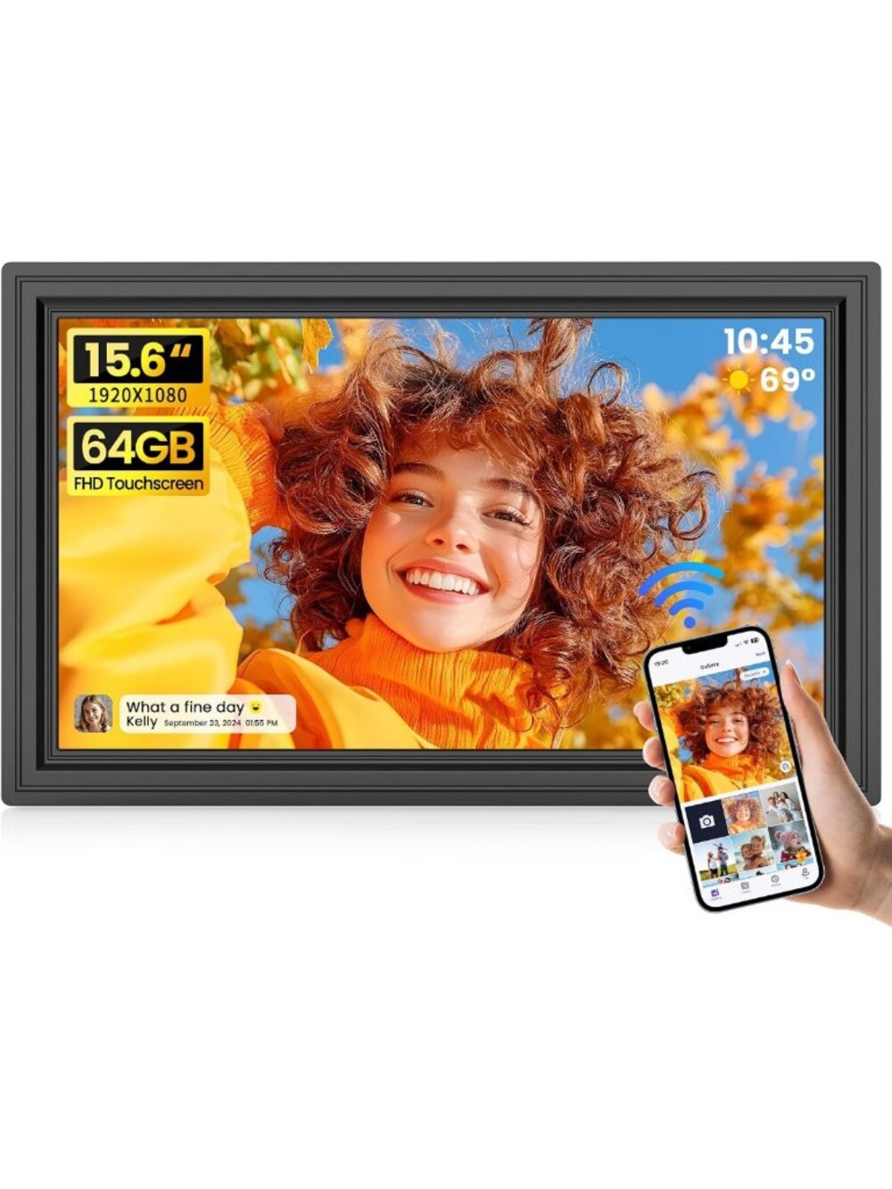 64GB 15.6" Large Digital Picture Frame, Uhale WiFi Electronic Photo Frames with